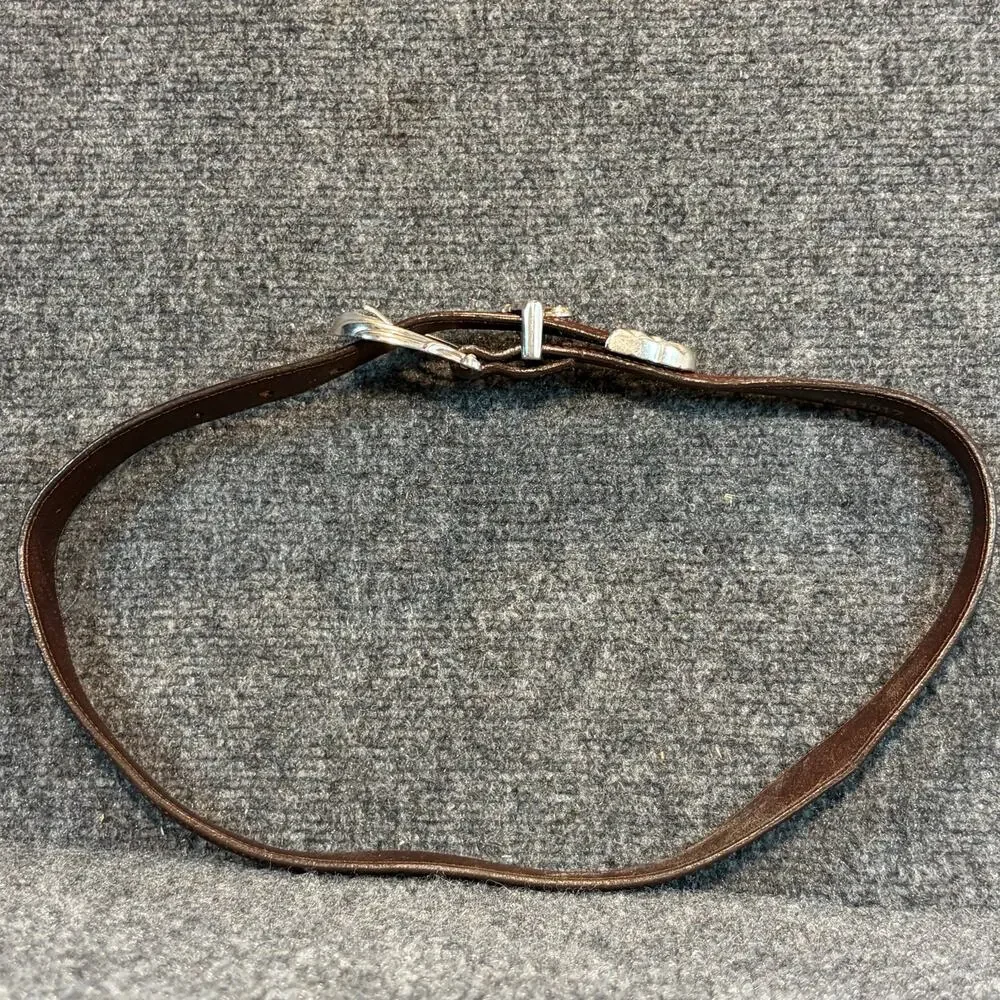 Coldwater Creek Brighton Brown Croc Leather Belt Ornate Silver Buckle 30 M 91017
